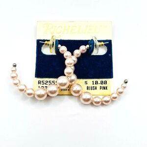 Vintage Pearl Hoop Earrings Richelieu Blush Pink Pearl Open Hoop Earrings